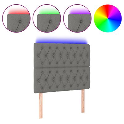 vidaXL Tăblie de pat cu LED, gri închis, 100x7x118/128 cm, textil