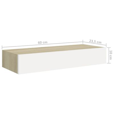 vidaXL Dulap de perete cu sertar, stejar și alb, 60x23,5x10 cm, MDF