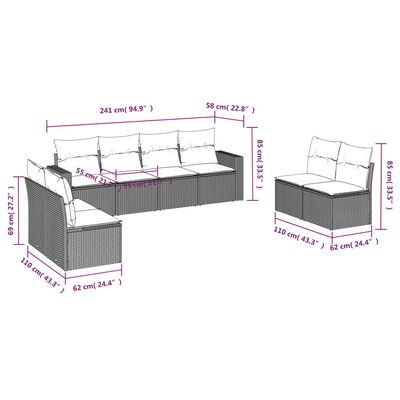 vidaXL Set mobilier de grădină cu perne, 8 piese, negru, poliratan