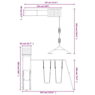 vidaXL Set de joacă pentru exterior, lemn masiv de pin