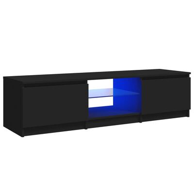 vidaXL Comodă TV cu lumini LED, negru, 140x40x35,5 cm