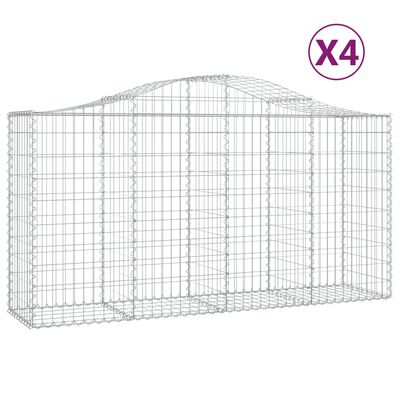 vidaXL Coșuri gabion arcuite 4 buc, 200x50x100/120 cm fier galvanizat