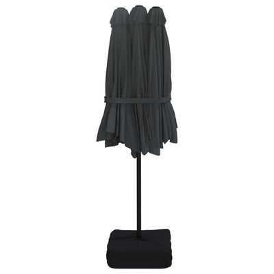 vidaXL Umbrelă de grădină cu două capete/LED-uri, negru, 449x245 cm