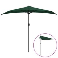 vidaXL Umbrelă de soare pentru balcon, tijă aluminiu, verde, 270x144cm