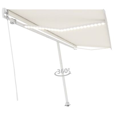 vidaXL Copertină retractabilă manual cu LED, crem, 500x300 cm