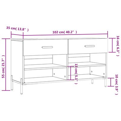 vidaXL Bancheta pantofar, stejar sonoma, 102x35x55 cm, lemn prelucrat