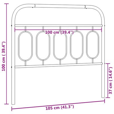 vidaXL Tăblie de pat metalică, alb, 100 cm