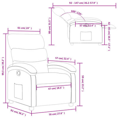 vidaXL Fotoliu rabatabil, crem, material textil