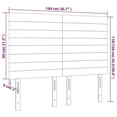 vidaXL Tăblie de pat cu LED, gri închis, 144x5x118/128 cm, catifea