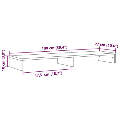 vidaXL Suport monitor, alb, 100x27x10 cm, lemn prelucrat