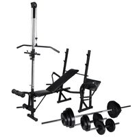 vidaXL Bancă fitness cu rastel greutăți, set haltere/gantere, 30,5kg