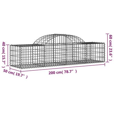 vidaXL Coșuri gabion arcuite 11 buc, 200x50x40/60 cm, fier galvanizat