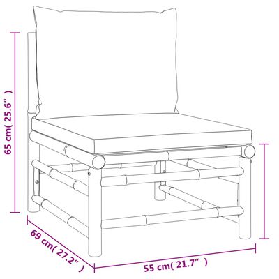 vidaXL Set mobilier de grădină cu perne gri deschis, 7 piese, bambus