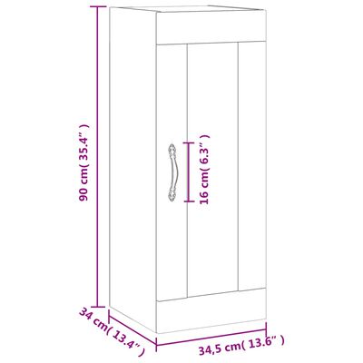 vidaXL Dulap montat pe perete, gri sonoma, 34,5x34x90 cm