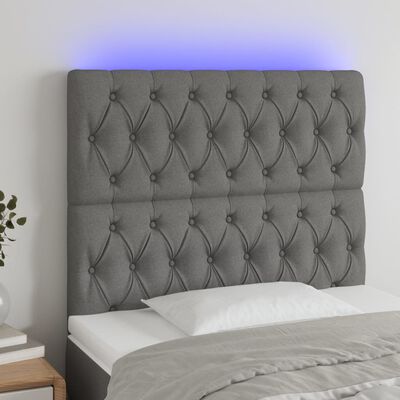 vidaXL Tăblie de pat cu LED, gri închis, 100x7x118/128 cm, textil