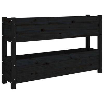 vidaXL Jardinieră, negru, 112x25x66 cm, lemn masiv de pin