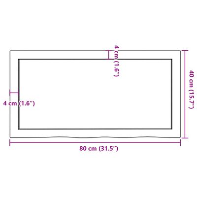 vidaXL Blat de masă, 80x40x(2-6) cm, lemn masiv de stejar netratat