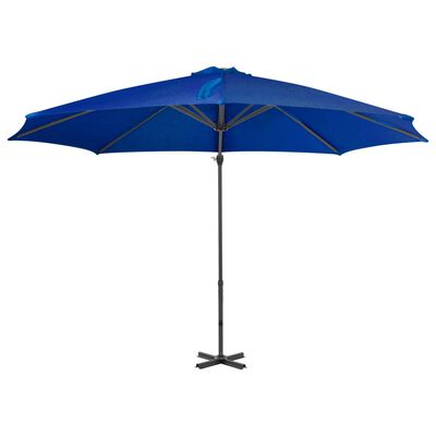 vidaXL Umbrelă suspendată cu stâlp aluminiu, albastru azuriu, 300 cm