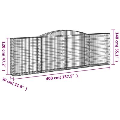 vidaXL Coșuri gabion arcuite 5 buc. 400x30x120/140cm fier galvanizat