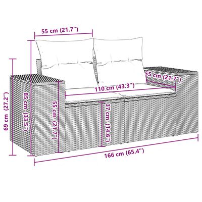 vidaXL Set mobilier de grădină cu perne, 10 piese, gri, poliratan