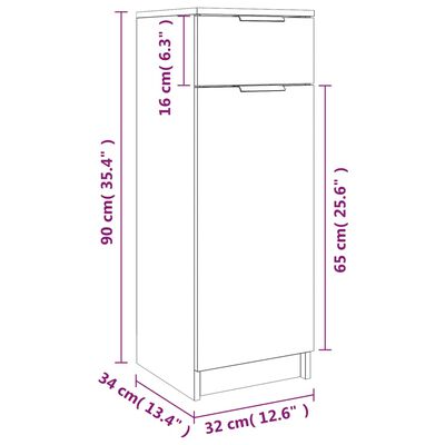 vidaXL Dulap de baie, sonoma gri, 32x34x90 cm, lemn prelucrat