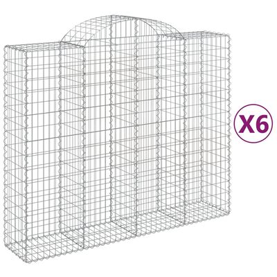 vidaXL Coșuri gabion arcuite 6 buc, 200x50x160/180 cm, fier galvanizat