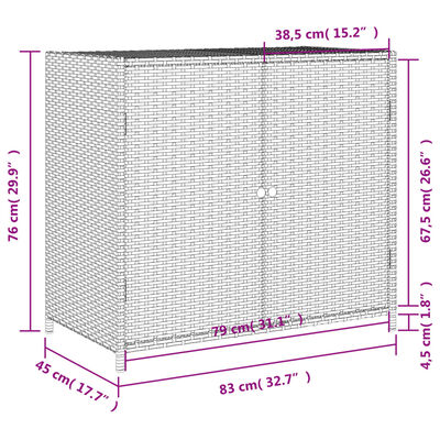 vidaXL Dulap depozitare de grădină, gri, 83x45x76 cm, poliratan