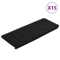 vidaXL Covorașe scări autoadezive, 15 buc., negru, 65x24,5x3,5 cm