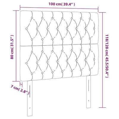 vidaXL Tăblii de pat, 2 buc, negru, 100x7x78/88 cm, catifea