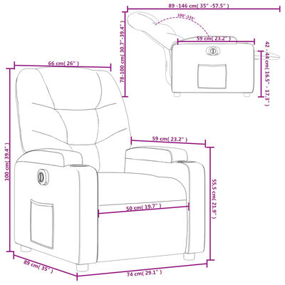 vidaXL Fotoliu rabatabil electric, maro, material textil