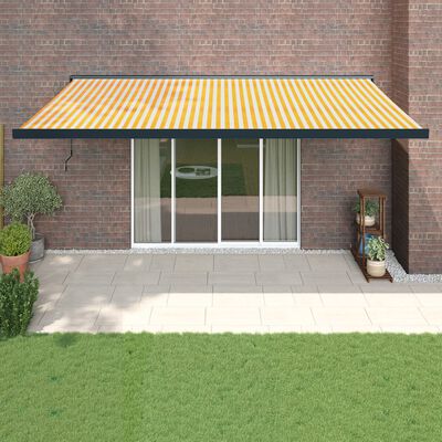 vidaXL Copertină retractabilă, galben/alb, 5x3 m, textil/aluminiu