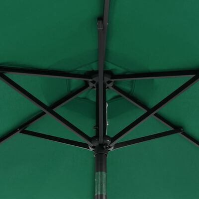 vidaXL Umbrelă soare de grădină stâlp din oțel/LED verde 225x225x212cm