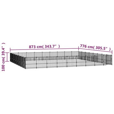 vidaXL Padoc pentru câini de exterior, 67,74 m², oțel