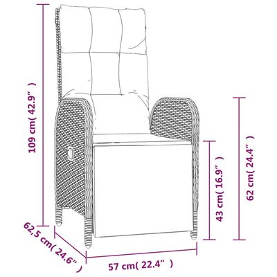 vidaXL Set mobilier de grădină cu perne, 9 piese, negru/gri, poliratan