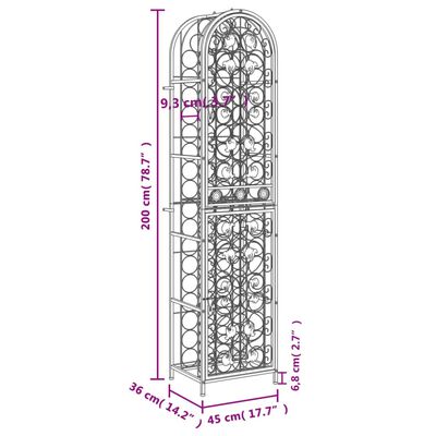 vidaXL Suport sticle vin 73 de sticle, negru 45x36x200 cm fier forjat