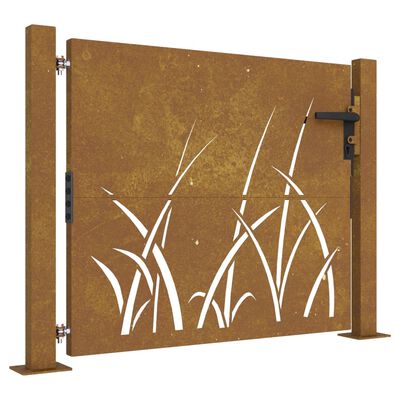 vidaXL Poartă pentru grădină, 105x105 cm, oțel corten, model iarbă