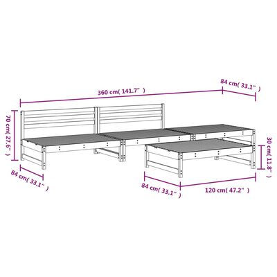 vidaXL Set mobilier pentru grădină 4 piese, maro miere, lemn masiv pin