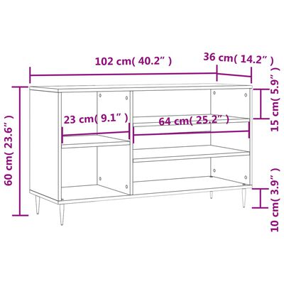 vidaXL Pantofar, alb, 102x36x60 cm, lemn compozit