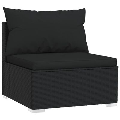 vidaXL Set mobilier de grădină cu perne, 10 piese, negru, poliratan