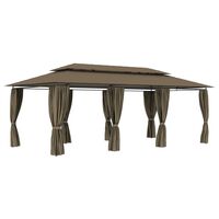 vidaXL Pavilion cu perdele, gri taupe, 600 x 298 x 270 cm, 180 g/m²