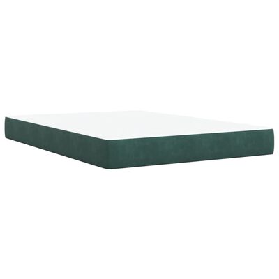 vidaXL Pat box spring cu saltea, verde închis, 140x190 cm, catifea