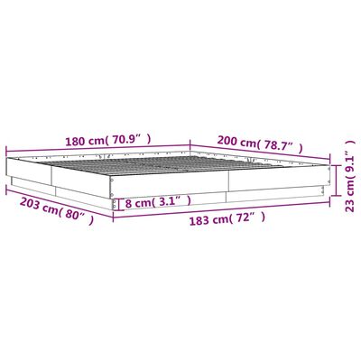 vidaXL Cadru de pat, stejar maro, 180x200 cm, lemn prelucrat