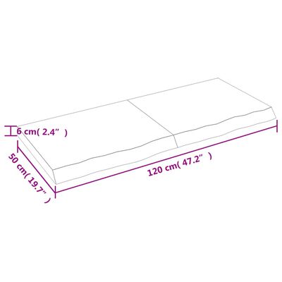 vidaXL Blat de baie, maro închis, 120x50x(2-6) cm, lemn masiv tratat