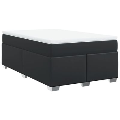 vidaXL Pat box spring cu saltea, negru, 120x190 cm, piele ecologică