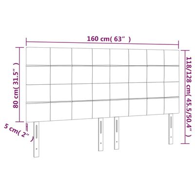 vidaXL Tăblie de pat cu LED, gri închis, 160x5x118/128 cm, textil