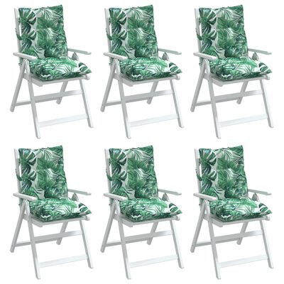 vidaXL Perne de scaun spătar jos, 6 buc., model frunze, textil oxford