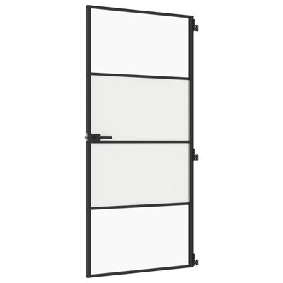 vidaXL Ușă de interior negru 93x201,5 cm sticlă securiz./aluminiu slim