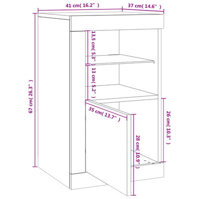 vidaXL Dulap lateral cu lumini LED, stejar maro, lemn prelucrat