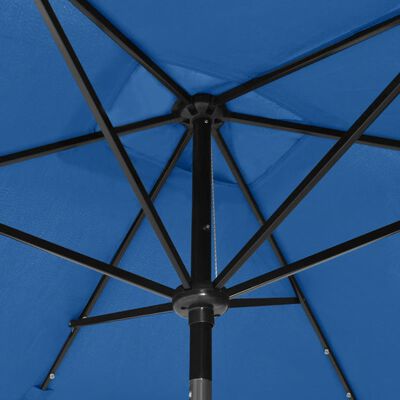 vidaXL Umbrelă de soare cu stâlp din oțel & LED-uri, albastru, 2x3 m