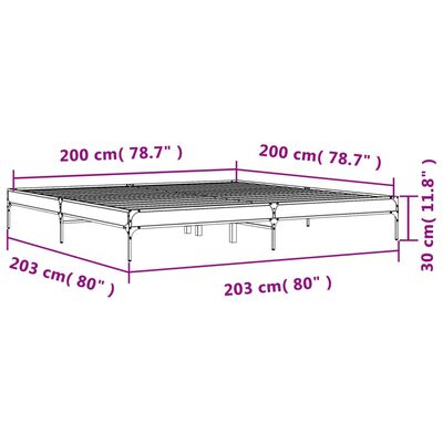 vidaXL Cadru de pat, stejar maro, 200x200 cm, lemn prelucrat și metal